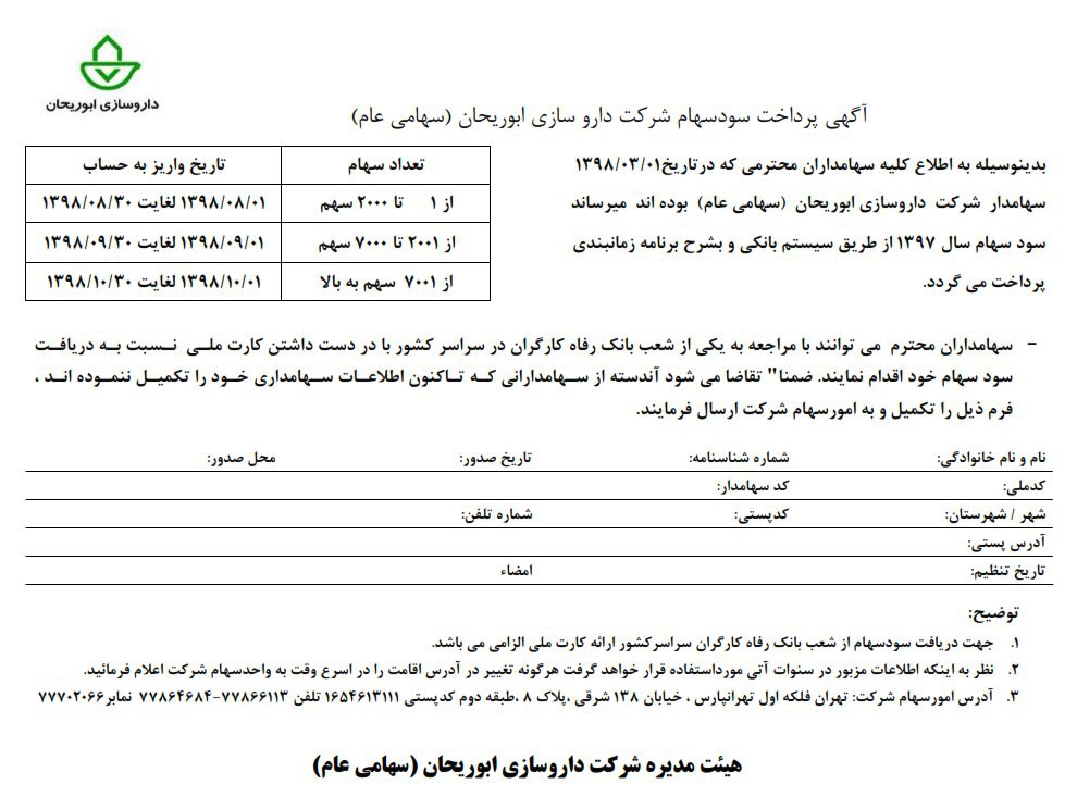 پرداخت سود «دابور»