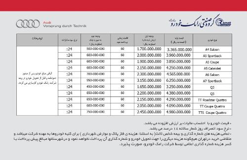 قیمت محصولات آئودی در ایران اعلام شد
