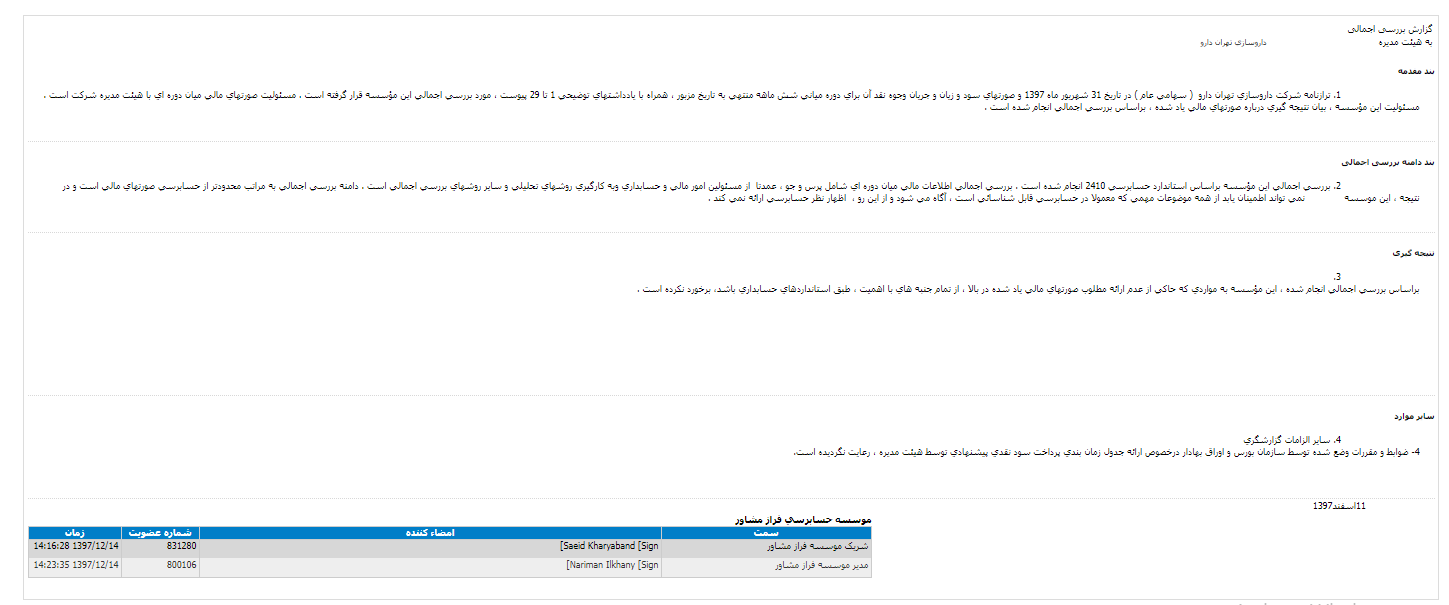 انتشار اطلاعات و صورت مالی «دتهران»