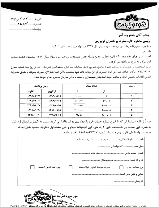 آغاز زمان پرداخت سود «غشوکو» از مردادماه