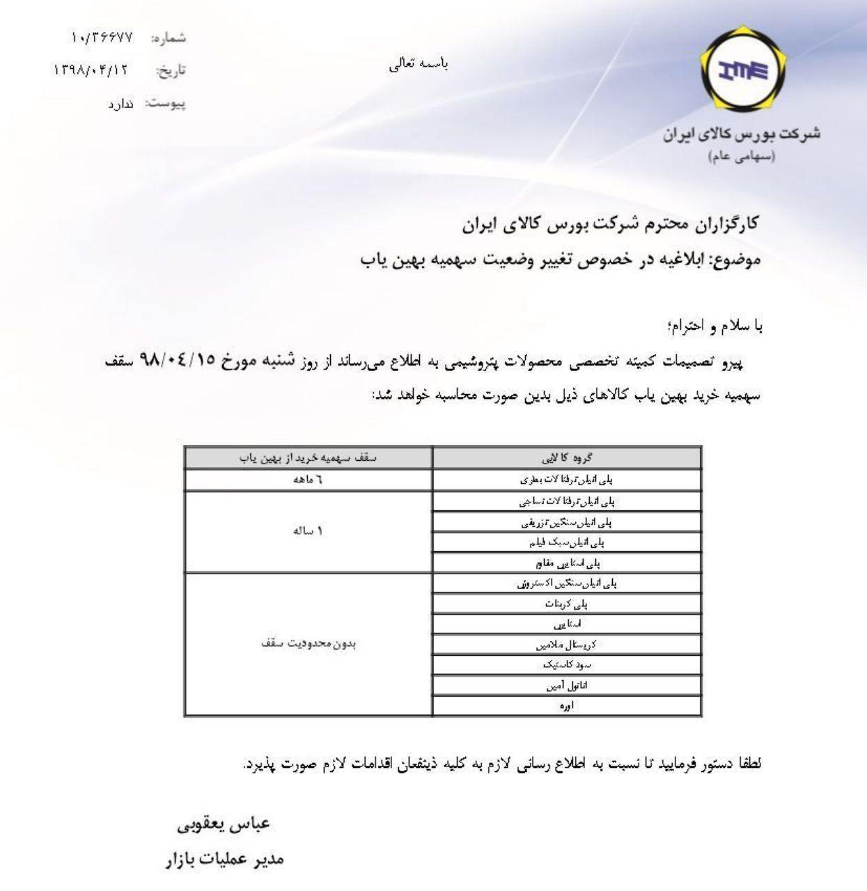 تعیین سقف خرید بهین یاب