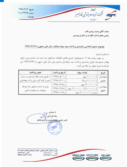 زمان پرداخت سود «شبصیر» تغییر کرد