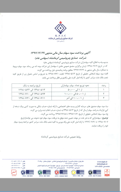 پرداخت سود «کرماشا» بعد از مجمع