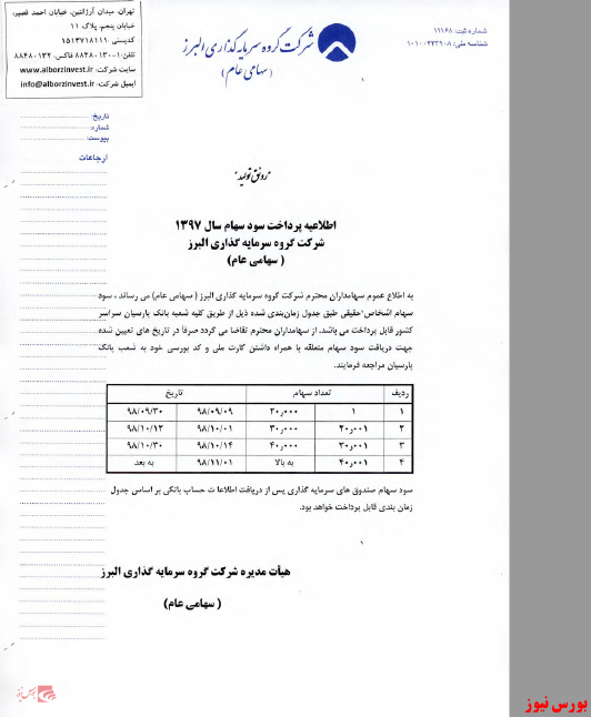 تغییر در زمان پرداخت سود 