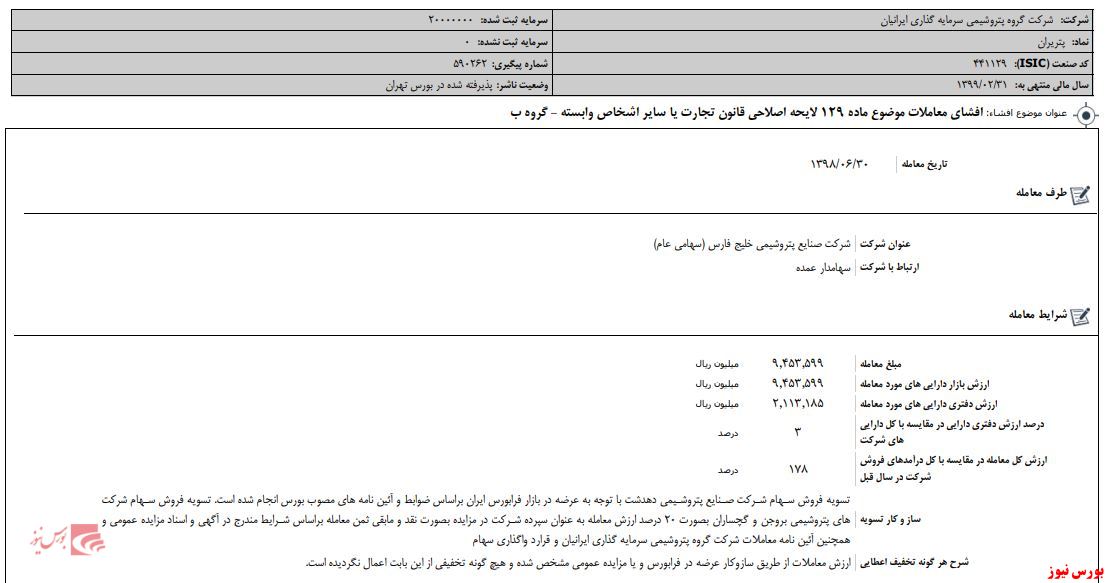 نقل و انتقال سهام پتروشیمی گچساران صورت گرفت