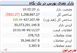 با گذشت یک ساعت از آغاز معاملات شاخص افت ۵۵۰۱ واحدی دارد