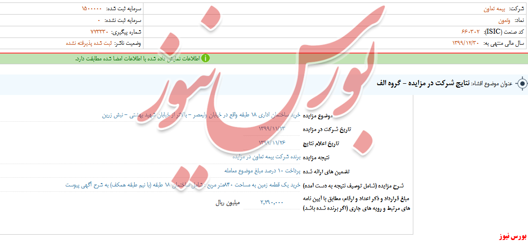 نتیجه مزایده 