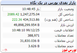 شاخص کل با رشد ۲۰۸۹ واحدی سبزپوش است