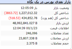 شاخص در این لحظات با ریزش ۳۸۶۳ واحدی مواجه است