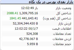 شاخص در این لحظات رشد رشد ۲۰۸۸ واحدی دارد