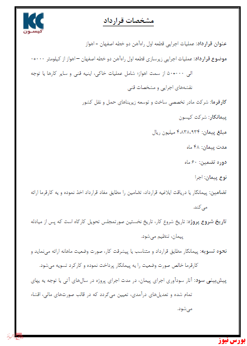 انعقاد قرارداد عملیات اجرایی راه آهن اصفهان در 