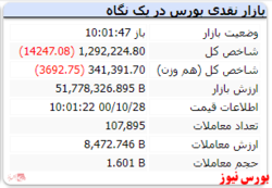 شاخص کل با افت ۱۴ هزار واحدی همراه است