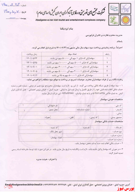 آخرین اخبار مجامع ۱۴۰۰/۱۰/۰۸