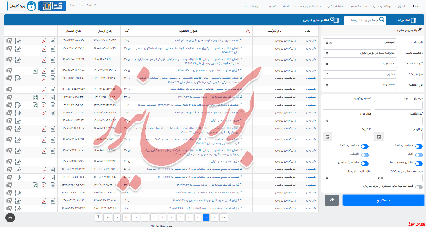 شفاف‌سازی کدال+بورس نیوز
