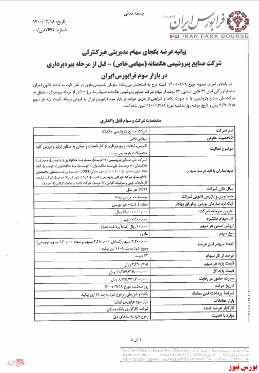 اطلاعیه فرابورس+بورس نیوز