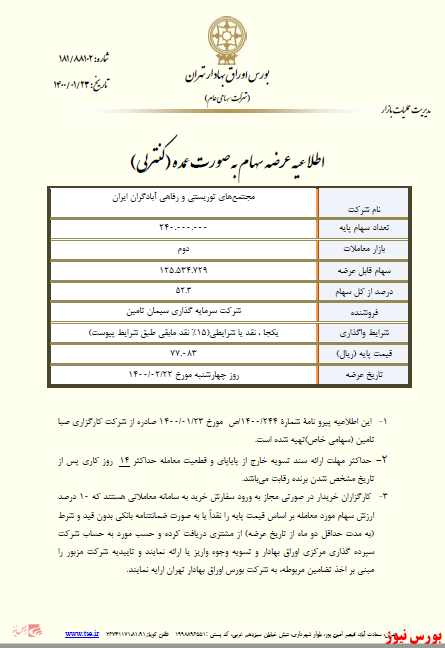 عرضه ثاباد+بورس نیوز