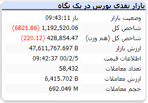 شاخص در این لحطات ریزش ۶ هزار واحدی دارد