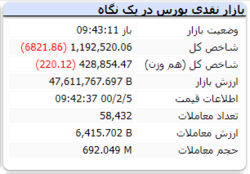 شاخص در این لحطات ریزش ۶ هزار واحدی دارد