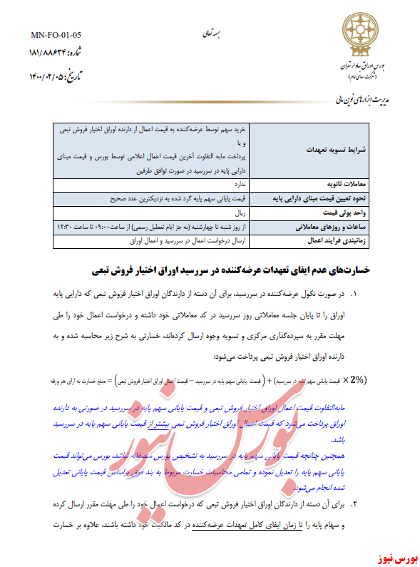 اطلاعیه عرضه اوراق اختیار فروش تبعی سهام شرکت پتروشیمی مبین در نماد 