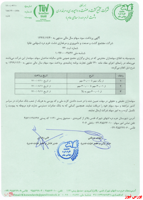 زمانبندی پرداخت سود نقدی شرکت ها بورس نیوز اخبار مهم بورس اخبار مجامع بورسی