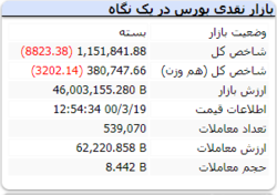 شاخص منفی در پایان بازار