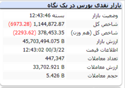 افت ۶ هزار واحدی شاخص در پایان معاملات