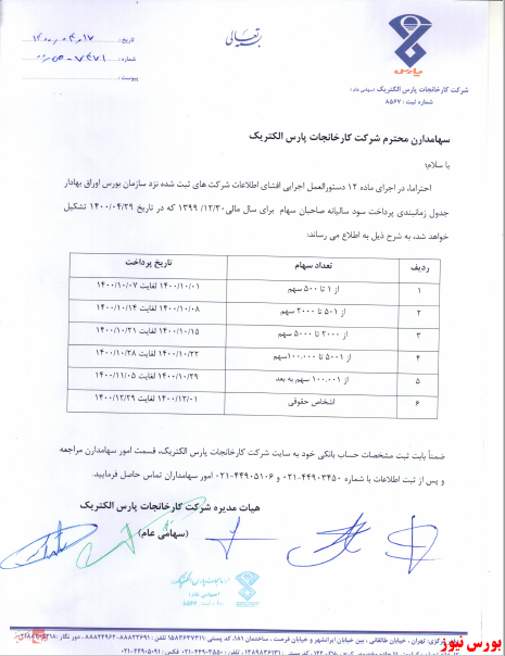 زمانبندی پرداخت سود نقدی شرکت ها بورس نیوز اخبار مهم بورس اخبار مجامع بورسی