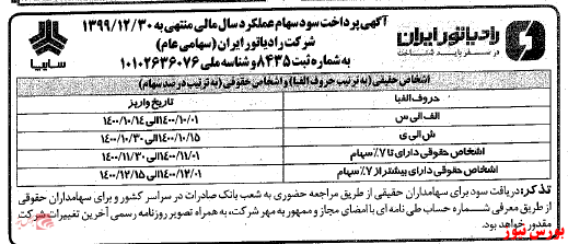 زمانبندی پرداخت سود نقدی شرکت ها بورس نیوز اخبار مهم بورس اخبار مجامع بورسی