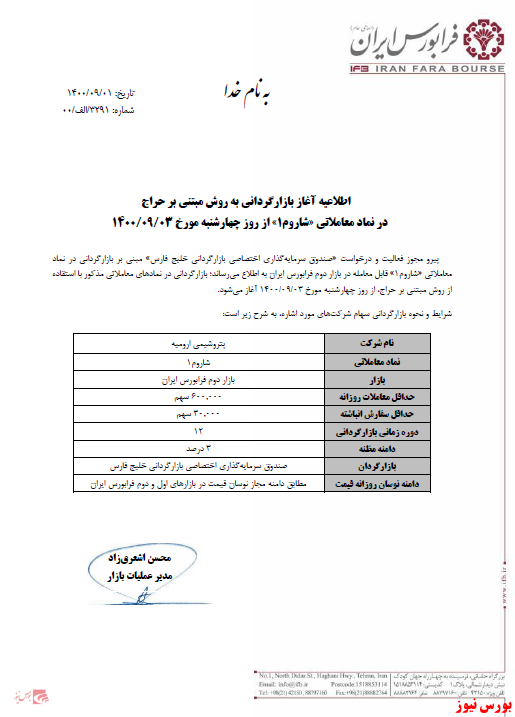 آغاز بازارگردانی به روش مبتنی بر حراج 