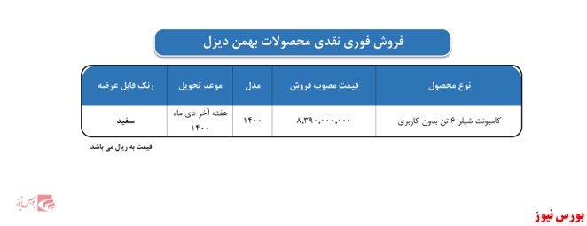 شرایط فروش فوری کامیونت شیلر بهمن دیزل اعلام شد