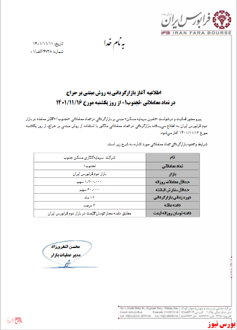 آغاز بازارگردانی به روش مبتنی بر حراج