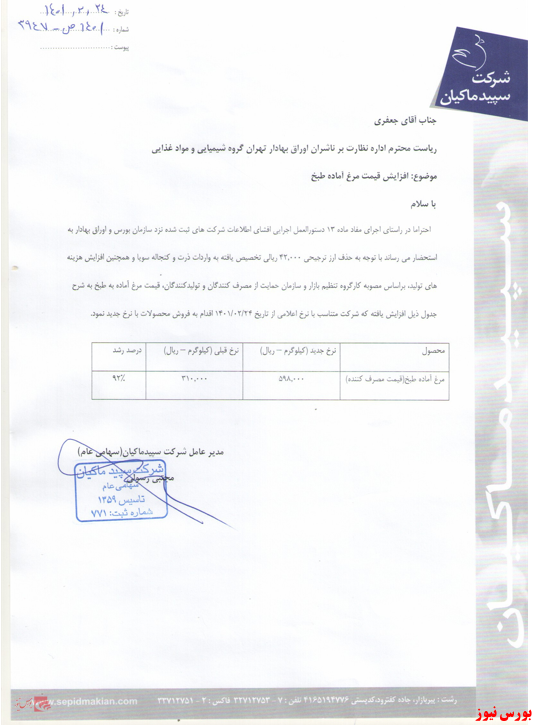 نرخ مرغ آماده به طبخ