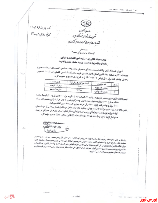 نرخ چغندر قند 