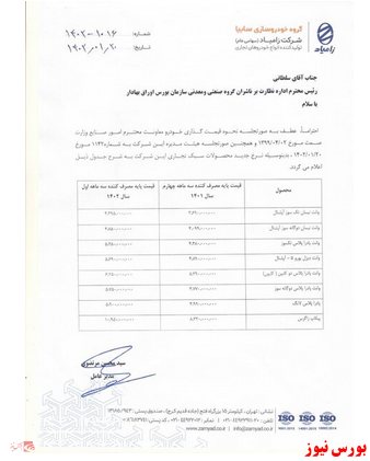 مجوز افزایش قیمت محصولات زامیاد صادر شد