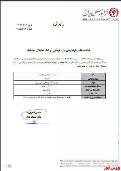 تغییر پارامترهای بازارگردانی