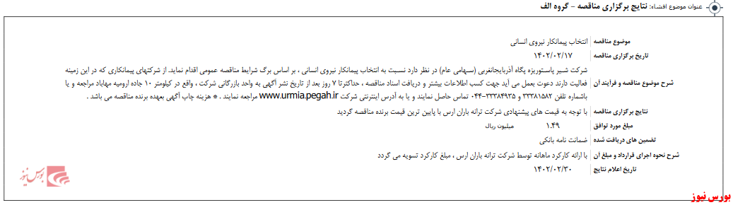 برنده مناقصه