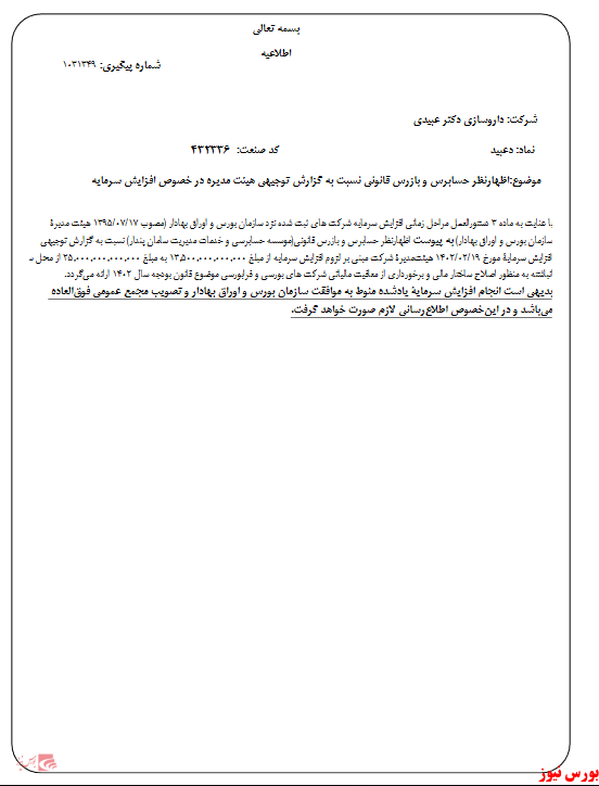 اظهارنظر حسابرس بر گزارش سرمایه