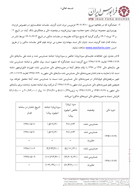 شفاف سازی از آخرین وضعیت