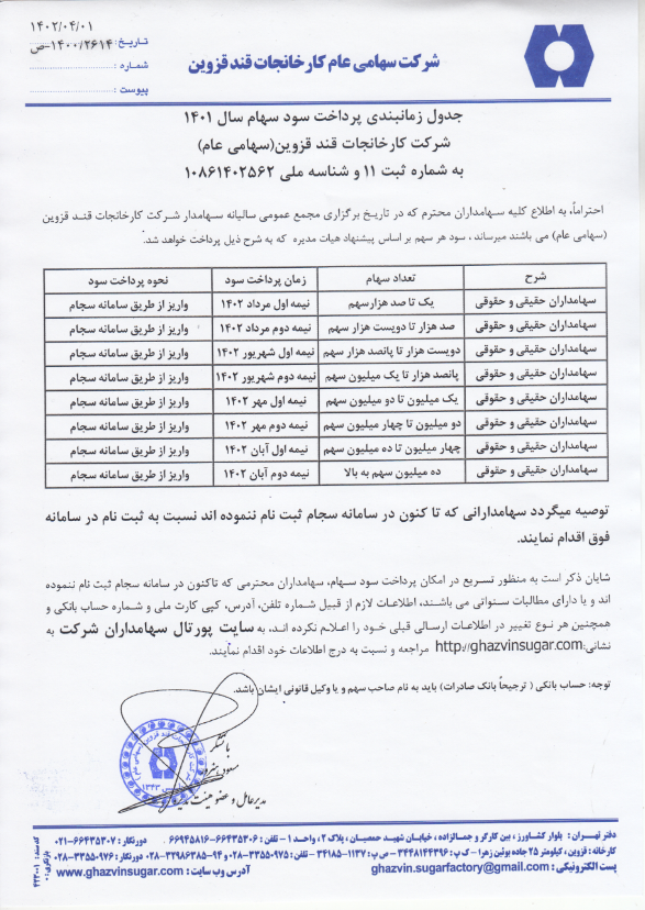 آغاز پرداخت سود