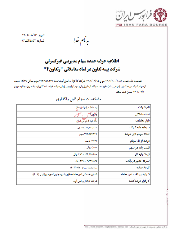 عرضه بیش از 14درصدی سهام مدیریتی