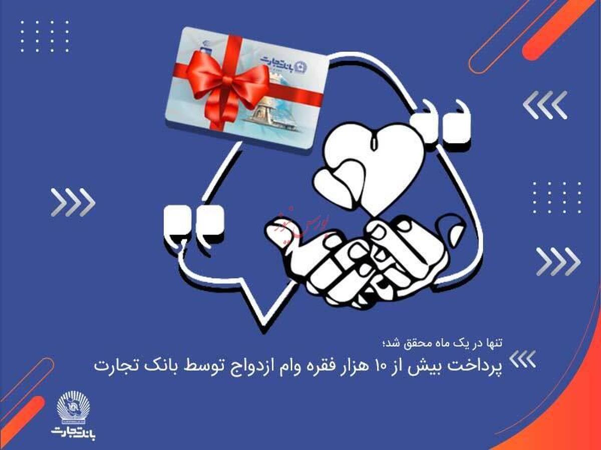 پرداخت بیش از ۱۰ هزار فقره وام ازدواج توسط بانک تجارت