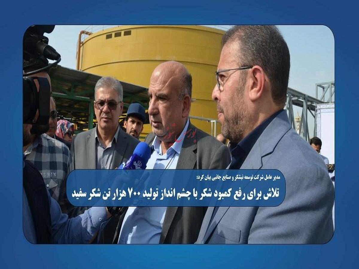 تلاش برای رفع کمبود شکر با چشم انداز تولید ۷۰۰ هزار تن شکر سفید