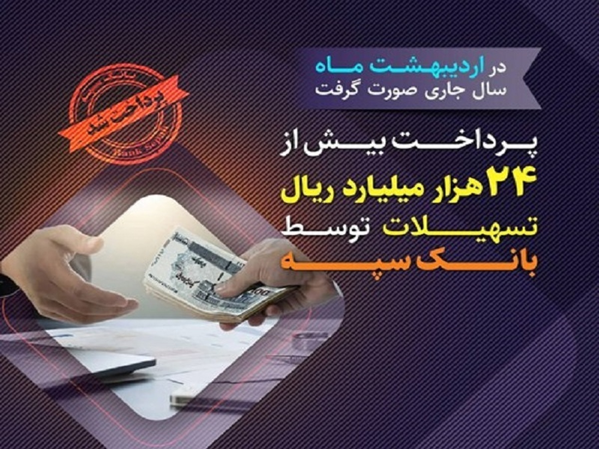 پرداخت بیش از ۲۴ هزار میلیارد ریال تسهیلات توسط بانک سپه پرداخت بیش از ۲۴ هزار میلیارد ریال تسهیلات توسط بانک سپه
