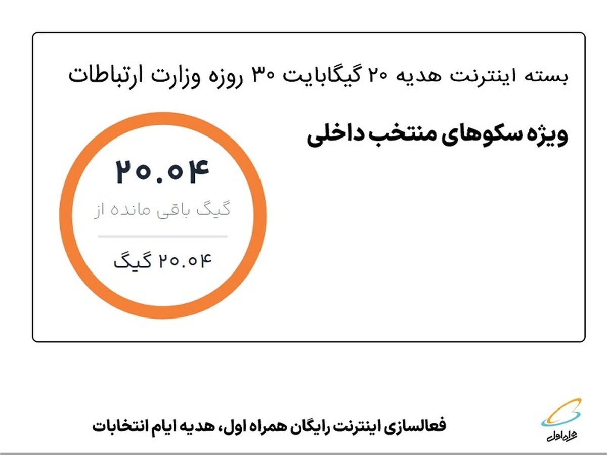 فعال سازی اینترنت رایگان همراه اول، هدیه ایام انتخابات