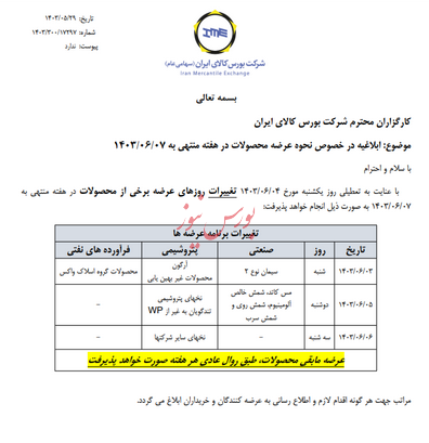 بورس کالا نحوه عرضه محصولات را اعلام کرد