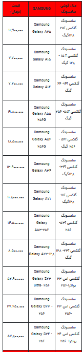 قیمت روز تلفن همراه - ۱۰ شهریور ۱۴۰۳ + جدول