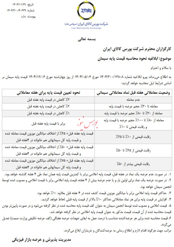 اعلام روش جدید محاسبه قیمت پایه سیمان در بورس کالا
