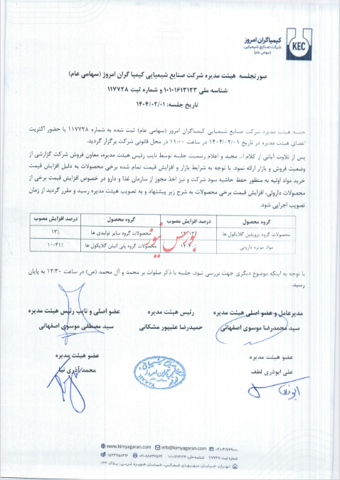 دریافت مجوز تغییر بیش از 10 درصد در نرخ فروش محصولات یا ارائه خدمات
