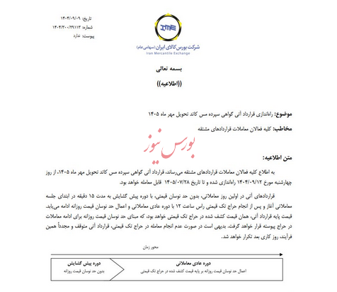 راه اندازی قرارداد آتی گواهی سپرده مس کاتد