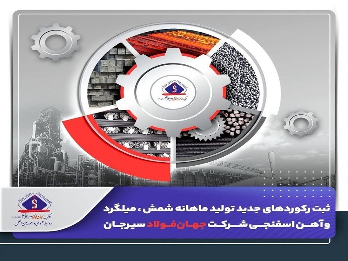 ثبت رکورد‌های جدید تولید ماهانه شمش، میلگرد و آهن اسفنجی شرکت جهان فولاد سیرجان